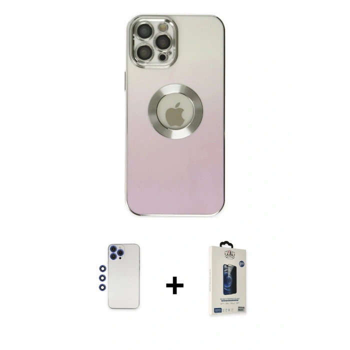 MARSİLYAN™- iPhone 12 Pro Max Kılıf Kutup Yansıma Özel Seri - Siyah Bilvis Hayalet Cam Ekran Koruyucu + Shine Kamera Lens - LT