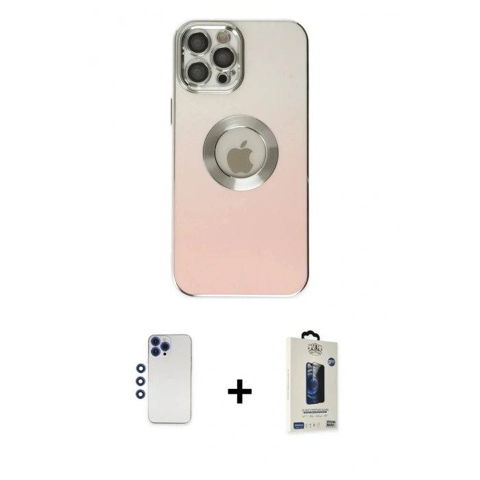 MARSİLYAN™- iPhone 12 Pro Max Kılıf Kutup Yansıma Özel Seri - Siyah Bilvis Hayalet Cam Ekran Koruyucu + Shine Kamera Lens - LT