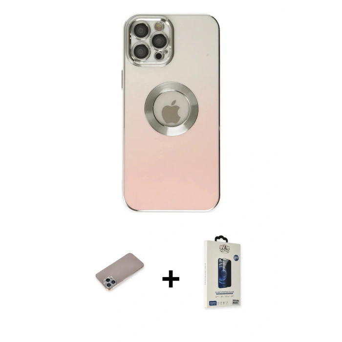 MARSİLYAN™- iPhone 12 Pro Max Kılıf Kutup Yansıma Özel Seri - Siyah Bilvis Hayalet Cam Ekran Koruyucu + Shine Kamera Lens Koruma Cam - SABE