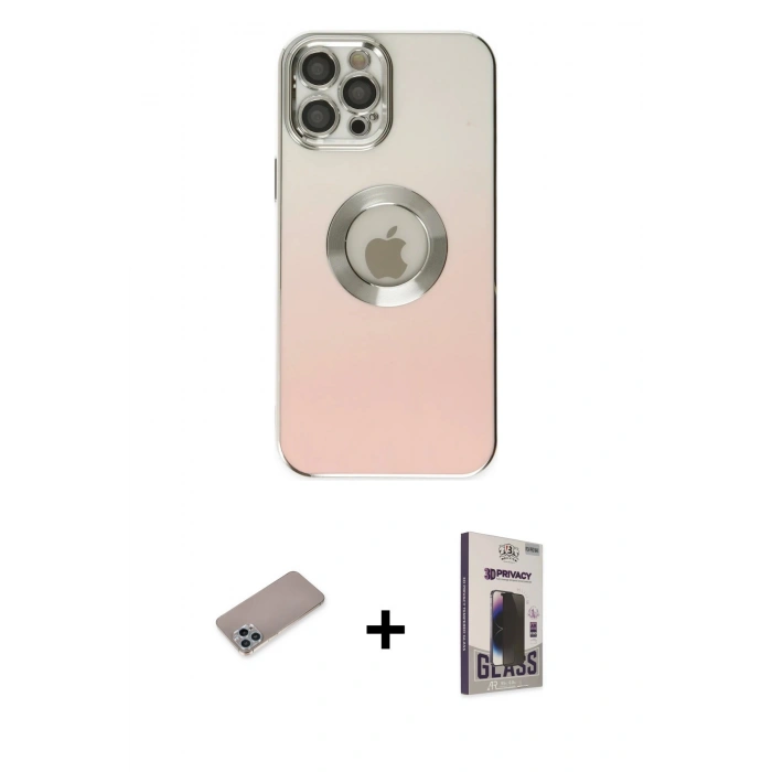 MARSİLYAN™- iPhone 12 Pro Max Kılıf Kutup Yansıma Özel Seri - Siyah Bilvis Hayalet Cam Ekran Koruyucu + Shine Kamera Lens Koruma Cam - SABE