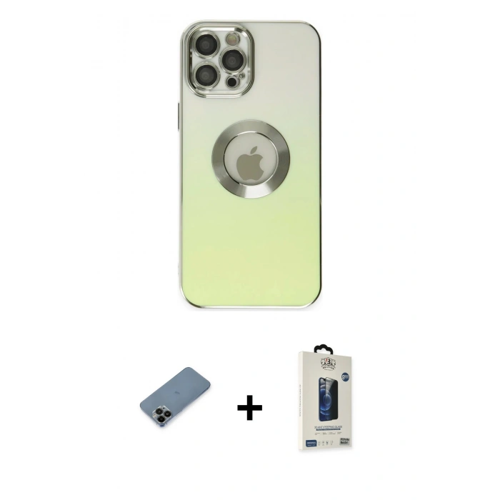 MARSİLYAN™- iPhone 12 Pro Max Kılıf Kutup Yansıma Özel Seri - Siyah Bilvis Hayalet Cam Ekran Koruyucu + Shine Kamera Lens Koruma Cam - SH
