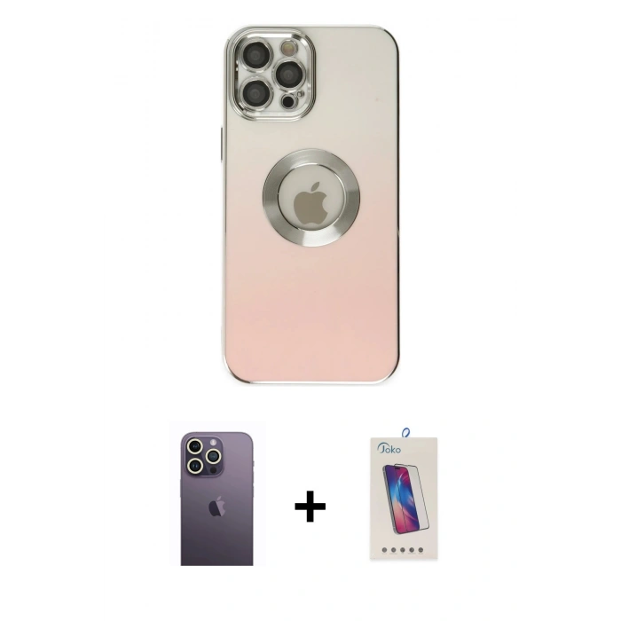 MARSİLYAN™- iPhone 12 Pro Max Kılıf Kutup Yansıma Özel Seri - Siyah Joko 5D Cam + Neon Fosforlu Kamera Lens - BZ