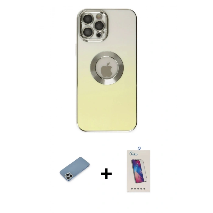 MARSİLYAN™- iPhone 12 Pro Max Kılıf Kutup Yansıma Özel Seri - Siyah Joko 5D Cam + Shine Kamera Lens Koruma Cam - GS