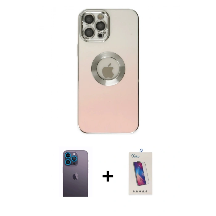 MARSİLYAN™- iPhone 12 Pro Max Kılıf Kutup Yansıma Özel Seri - Siyah Joko 5D Cam + Neon Fosforlu Kamera Lens - MI