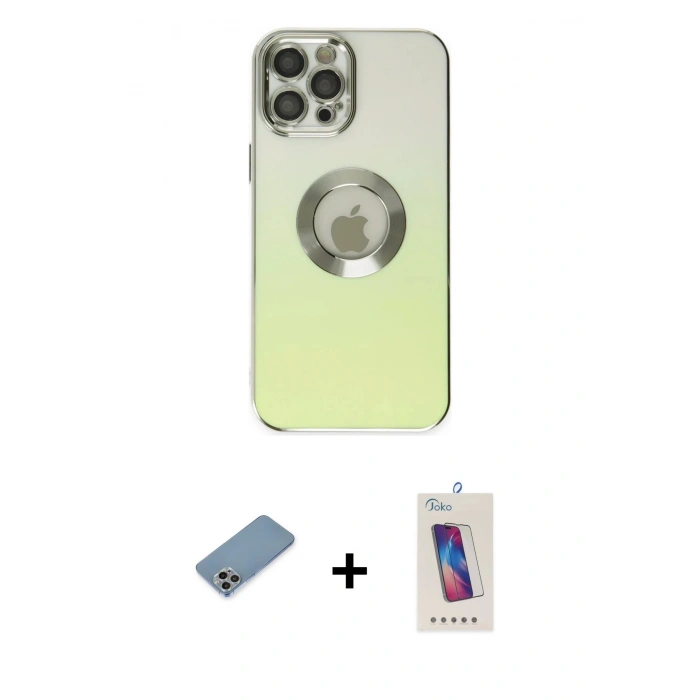 MARSİLYAN™- iPhone 12 Pro Max Kılıf Kutup Yansıma Özel Seri - Siyah Joko 5D Cam + Shine Kamera Lens Koruma Cam - GI