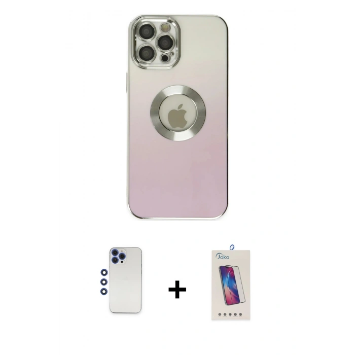 MARSİLYAN™- iPhone 12 Pro Max Kılıf Kutup Yansıma Özel Seri - Siyah Joko 5D Cam + Shine Kamera Lens - LT