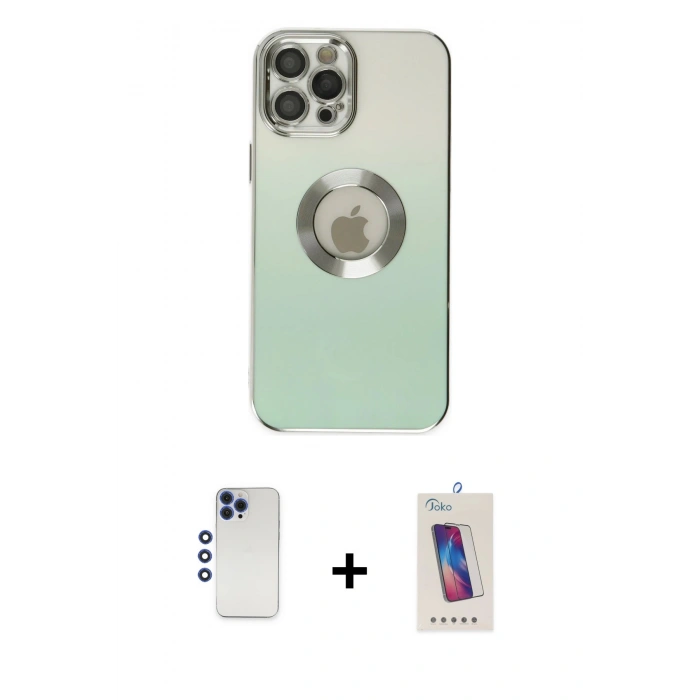 MARSİLYAN™- iPhone 12 Pro Max Kılıf Kutup Yansıma Özel Seri - Siyah Joko 5D Cam + Shine Kamera Lens - LT