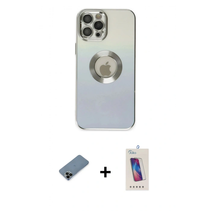 MARSİLYAN™- iPhone 12 Pro Max Kılıf Kutup Yansıma Özel Seri - Siyah Joko 5D Cam + Shine Kamera Lens Koruma Cam - SH