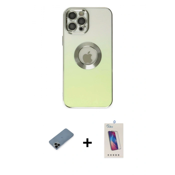 MARSİLYAN™- iPhone 12 Pro Max Kılıf Kutup Yansıma Özel Seri - Siyah Joko 5D Cam + Shine Kamera Lens Koruma Cam - SH