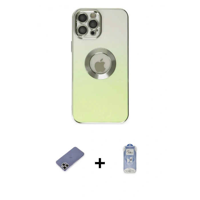 MARSİLYAN™- iPhone 12 Pro Max Kılıf Kutup Yansıma Özel Seri - Siyah Joko Magic 5D Cam + Metal Kamera Lens Koruma Cam - GD