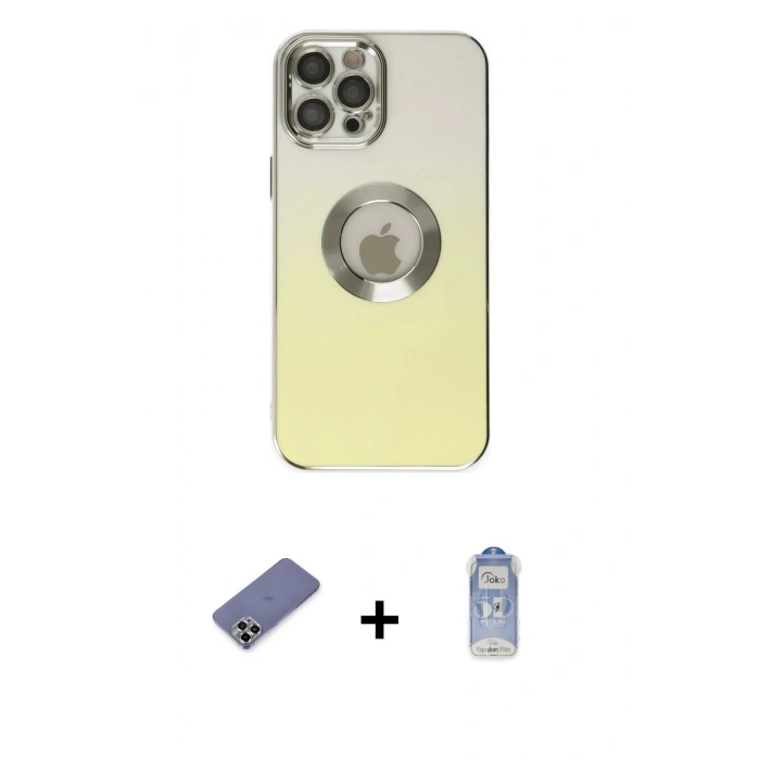 MARSİLYAN™- iPhone 12 Pro Max Kılıf Kutup Yansıma Özel Seri - Siyah Joko Magic 5D Cam + Metal Kamera Lens Koruma Cam - GD