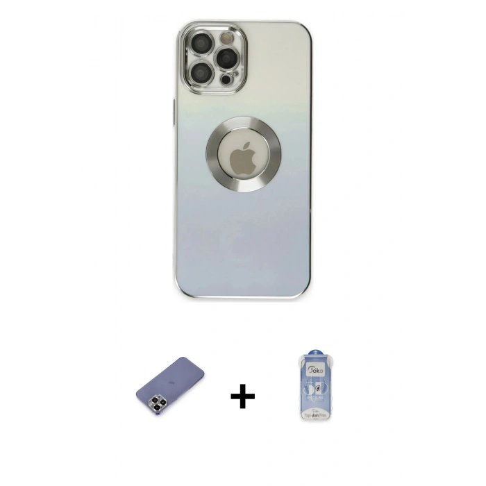 MARSİLYAN™- iPhone 12 Pro Max Kılıf Kutup Yansıma Özel Seri - Siyah Joko Magic 5D Cam + Metal Kamera Lens Koruma Cam - GD