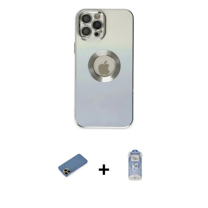 MARSİLYAN™- iPhone 12 Pro Max Kılıf Kutup Yansıma Özel Seri - Siyah Joko Magic 5D Cam + Shine Kamera Lens Koruma Cam - GD