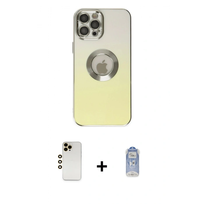 MARSİLYAN™- iPhone 12 Pro Max Kılıf Kutup Yansıma Özel Seri - Siyah Joko Magic 5D Cam + Shine Kamera Lens - GD