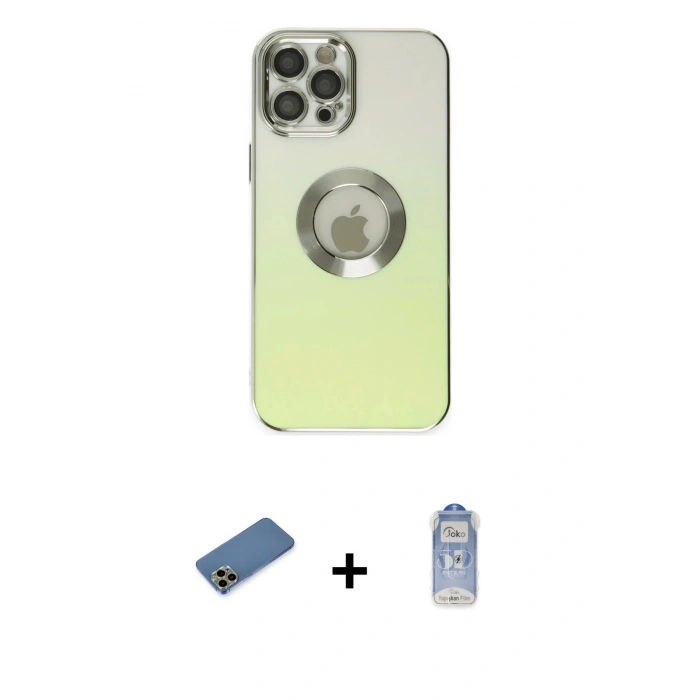 MARSİLYAN™- iPhone 12 Pro Max Kılıf Kutup Yansıma Özel Seri - Siyah Joko Magic 5D Cam + Shine Kamera Lens Koruma Cam - GD
