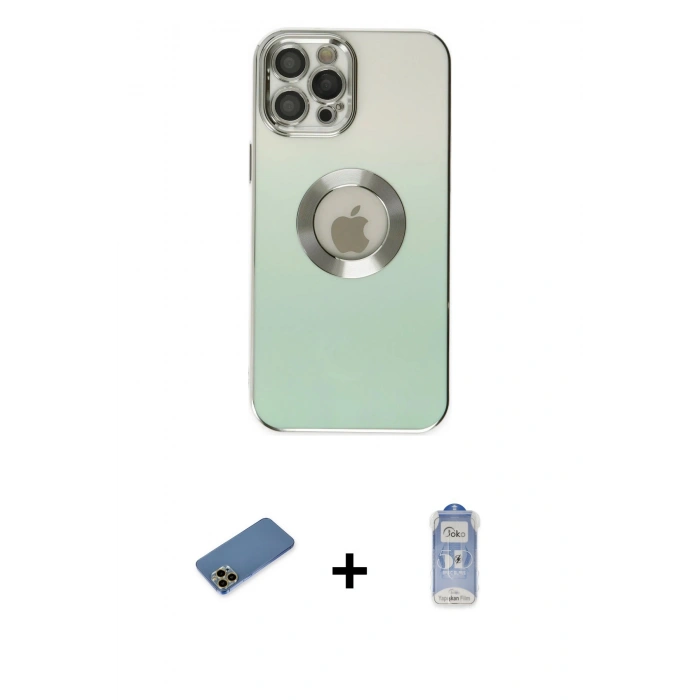 MARSİLYAN™- iPhone 12 Pro Max Kılıf Kutup Yansıma Özel Seri - Siyah Joko Magic 5D Cam + Shine Kamera Lens Koruma Cam - GD