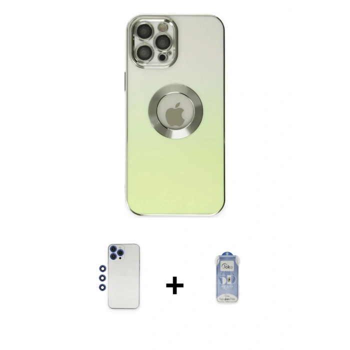 MARSİLYAN™- iPhone 12 Pro Max Kılıf Kutup Yansıma Özel Seri - Siyah Joko Magic 5D Cam + Shine Kamera Lens - LT
