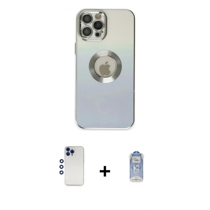 MARSİLYAN™- iPhone 12 Pro Max Kılıf Kutup Yansıma Özel Seri - Siyah Joko Magic 5D Cam + Shine Kamera Lens - LT