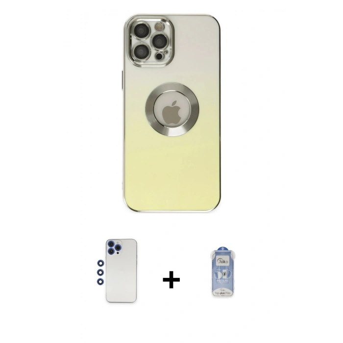 MARSİLYAN™- iPhone 12 Pro Max Kılıf Kutup Yansıma Özel Seri - Siyah Joko Magic 5D Cam + Shine Kamera Lens - LT