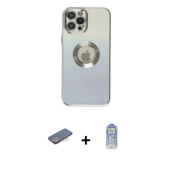 MARSİLYAN™- iPhone 12 Pro Max Kılıf Kutup Yansıma Özel Seri - Siyah Joko Magic 5D Cam + Renkli Kamera Lens Koruma Cam - MI