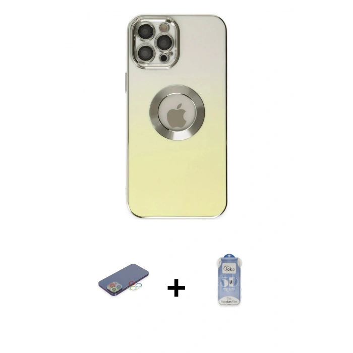 MARSİLYAN™- iPhone 12 Pro Max Kılıf Kutup Yansıma Özel Seri - Siyah Joko Magic 5D Cam + Renkli Kamera Lens Koruma Cam - MI
