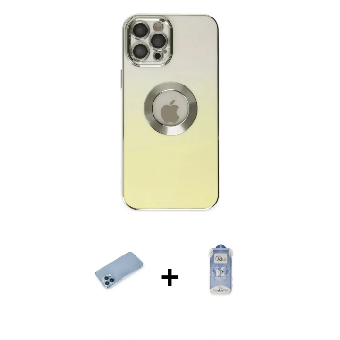 MARSİLYAN™- iPhone 12 Pro Max Kılıf Kutup Yansıma Özel Seri - Siyah Joko Magic 5D Cam + Shine Kamera Lens Koruma Cam - MI