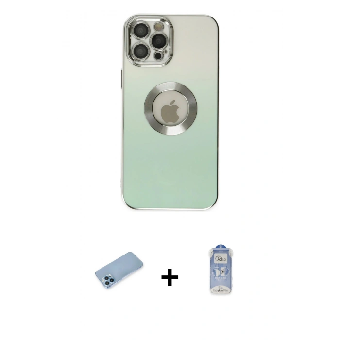 MARSİLYAN™- iPhone 12 Pro Max Kılıf Kutup Yansıma Özel Seri - Siyah Joko Magic 5D Cam + Shine Kamera Lens Koruma Cam - MI