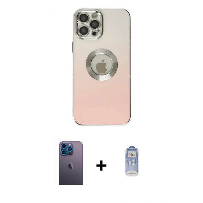 MARSİLYAN™- iPhone 12 Pro Max Kılıf Kutup Yansıma Özel Seri - Siyah Joko Magic 5D Cam + Neon Fosforlu Kamera Lens - MI