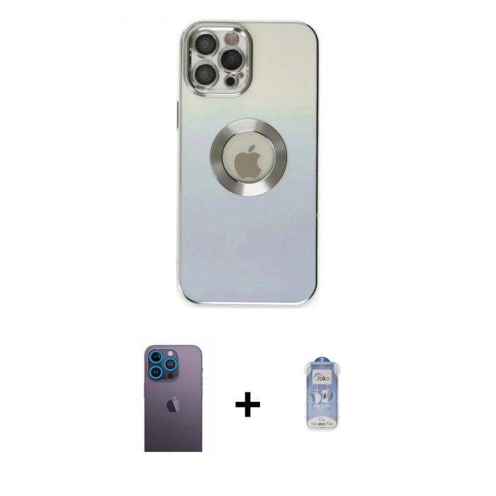 MARSİLYAN™- iPhone 12 Pro Max Kılıf Kutup Yansıma Özel Seri - Siyah Joko Magic 5D Cam + Neon Fosforlu Kamera Lens - MI