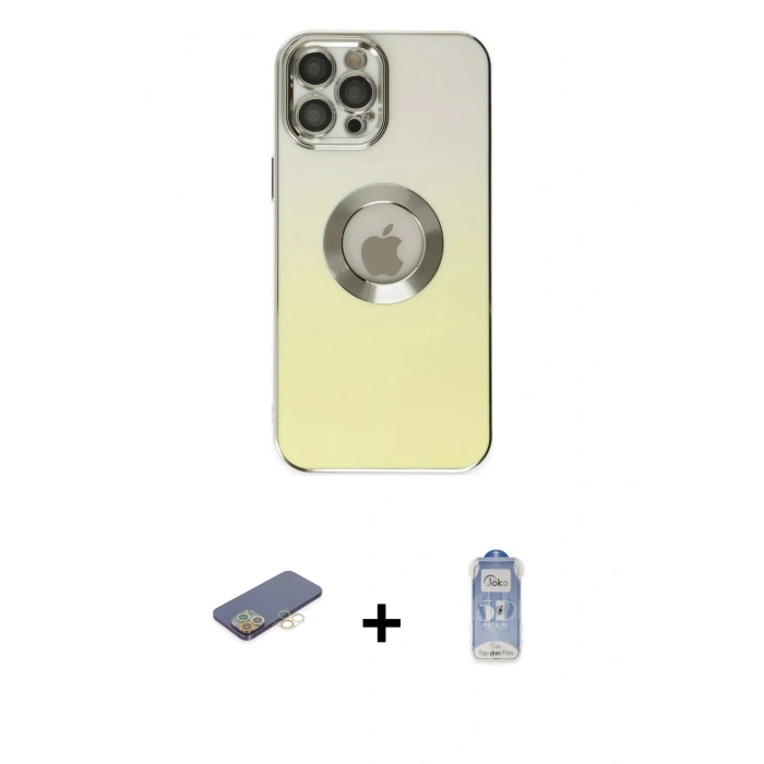 MARSİLYAN™- iPhone 12 Pro Max Kılıf Kutup Yansıma Özel Seri - Siyah Joko Magic 5D Cam + Renkli Kamera Lens Koruma Cam - SI
