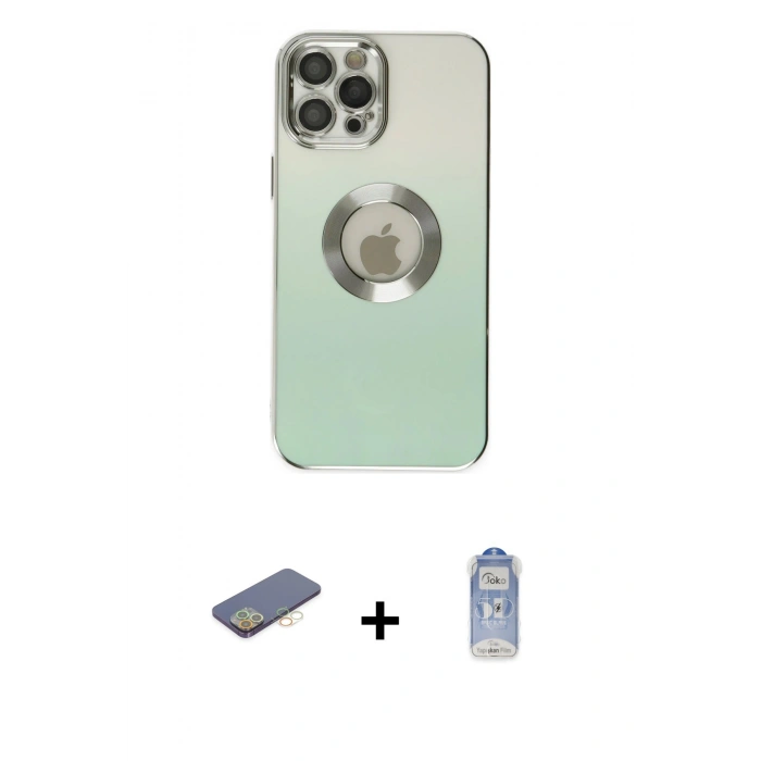 MARSİLYAN™- iPhone 12 Pro Max Kılıf Kutup Yansıma Özel Seri - Siyah Joko Magic 5D Cam + Renkli Kamera Lens Koruma Cam - SI