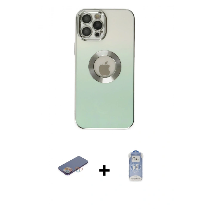 MARSİLYAN™- iPhone 12 Pro Max Kılıf Kutup Yansıma Özel Seri - Siyah Joko Magic 5D Cam + Renkli Kamera Lens Koruma Cam - PE