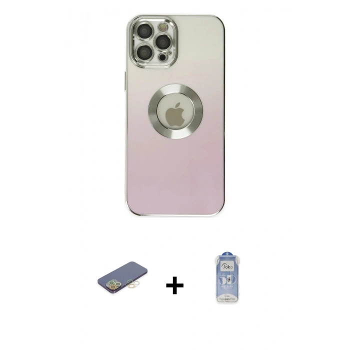 MARSİLYAN™- iPhone 12 Pro Max Kılıf Kutup Yansıma Özel Seri - Siyah Joko Magic 5D Cam + Renkli Kamera Lens Koruma Cam - SI