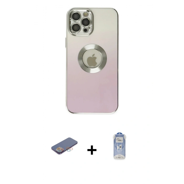 MARSİLYAN™- iPhone 12 Pro Max Kılıf Kutup Yansıma Özel Seri - Siyah Joko Magic 5D Cam + Renkli Kamera Lens Koruma Cam - PE