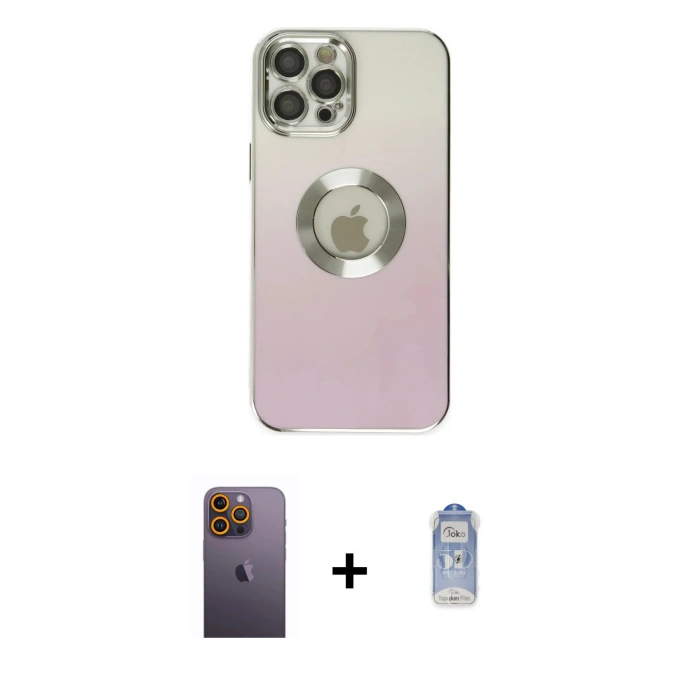 MARSİLYAN™- iPhone 12 Pro Max Kılıf Kutup Yansıma Özel Seri - Siyah Joko Magic 5D Cam + Neon Fosforlu Kamera Lens - SI