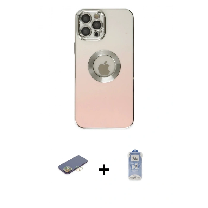 MARSİLYAN™- iPhone 12 Pro Max Kılıf Kutup Yansıma Özel Seri - Siyah Joko Magic 5D Cam + Renkli Kamera Lens Koruma Cam - SI