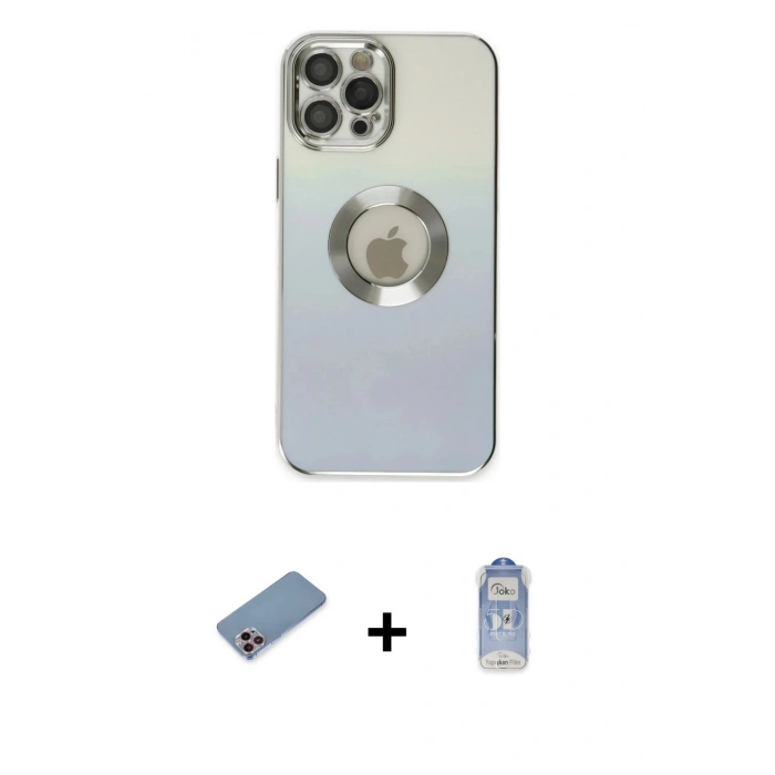 MARSİLYAN™- iPhone 12 Pro Max Kılıf Kutup Yansıma Özel Seri - Siyah Joko Magic 5D Cam + Shine Kamera Lens Koruma Cam - PE