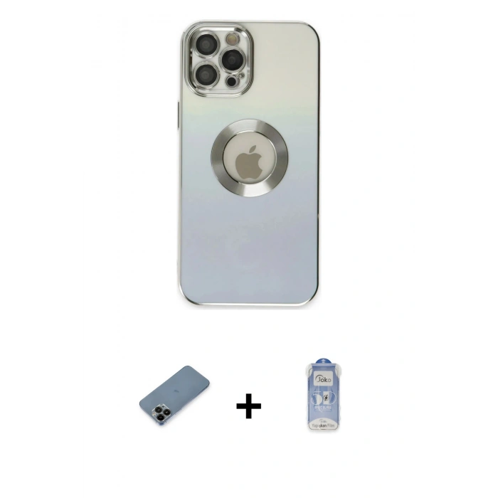 MARSİLYAN™- iPhone 12 Pro Max Kılıf Kutup Yansıma Özel Seri - Siyah Joko Magic 5D Cam + Shine Kamera Lens Koruma Cam - SH