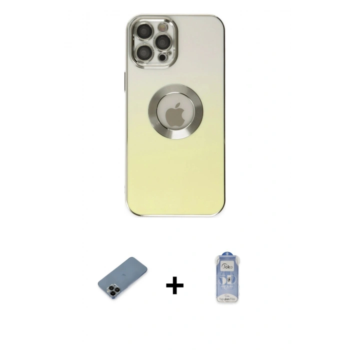 MARSİLYAN™- iPhone 12 Pro Max Kılıf Kutup Yansıma Özel Seri - Siyah Joko Magic 5D Cam + Shine Kamera Lens Koruma Cam - SH