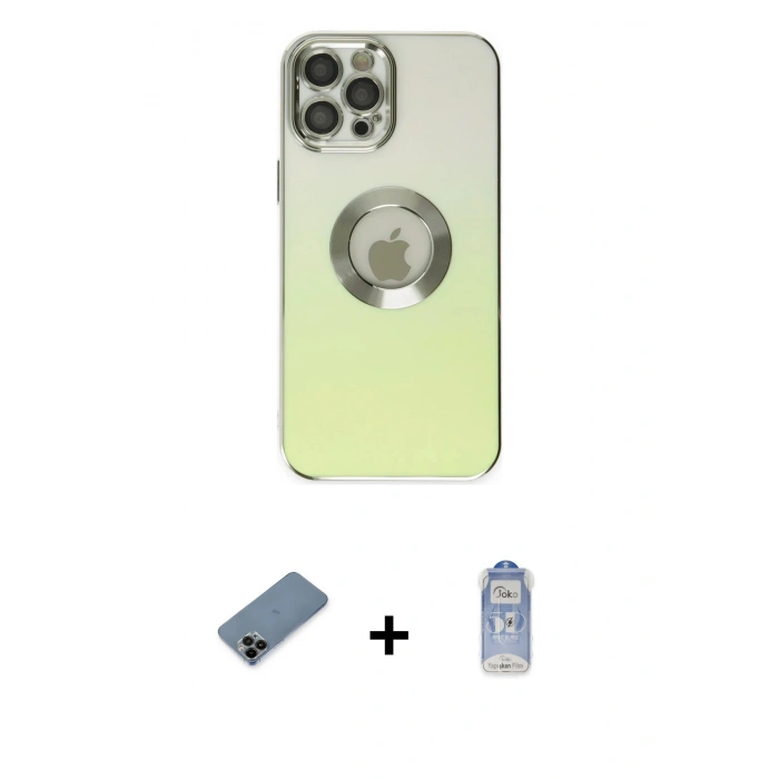 MARSİLYAN™- iPhone 12 Pro Max Kılıf Kutup Yansıma Özel Seri - Siyah Joko Magic 5D Cam + Shine Kamera Lens Koruma Cam - SH