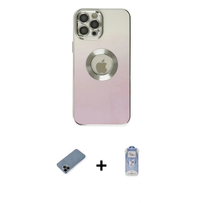 MARSİLYAN™- iPhone 12 Pro Max Kılıf Kutup Yansıma Özel Seri - Siyah Joko Magic 5D Cam + Shine Kamera Lens Koruma Cam - SH