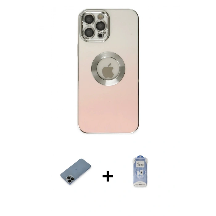 MARSİLYAN™- iPhone 12 Pro Max Kılıf Kutup Yansıma Özel Seri - Siyah Joko Magic 5D Cam + Shine Kamera Lens Koruma Cam - SH