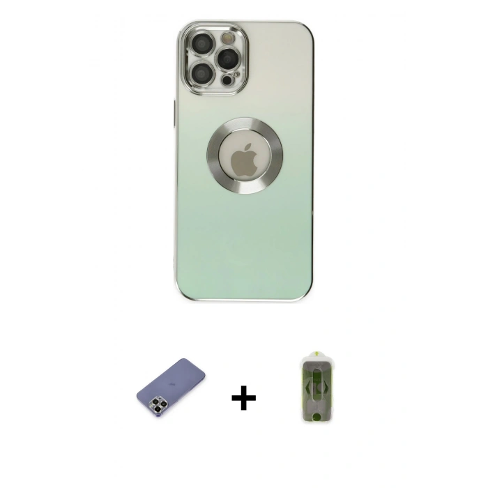 MARSİLYAN™- iPhone 12 Pro Max Kılıf Kutup Yansıma Özel Seri - Siyah Joko Magic 5D Hayalet Cam + Gold Metal Kamera Lens Koruma Cam