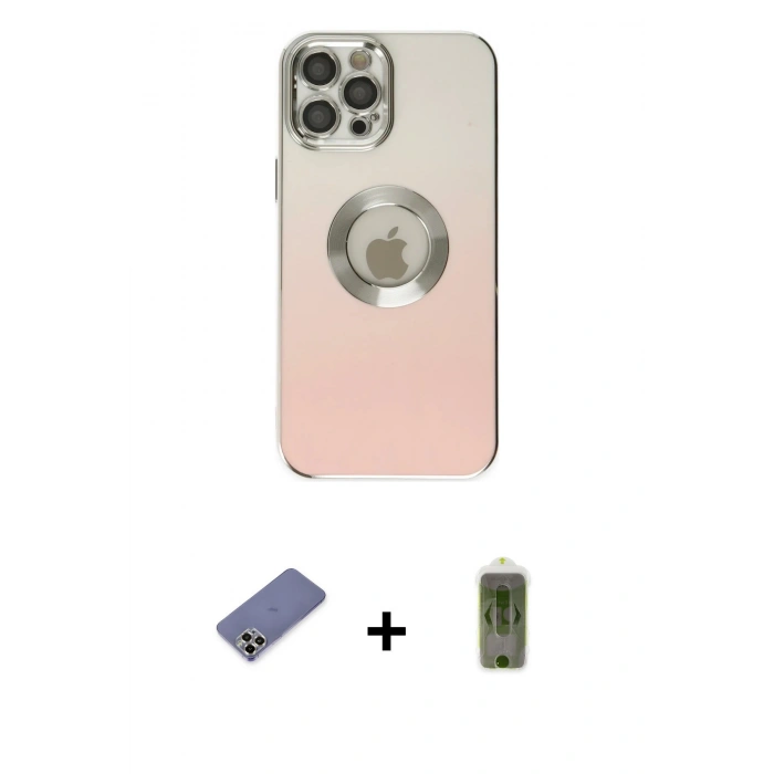 MARSİLYAN™- iPhone 12 Pro Max Kılıf Kutup Yansıma Özel Seri - Siyah Joko Magic 5D Hayalet Cam + Gold Metal Kamera Lens Koruma Cam