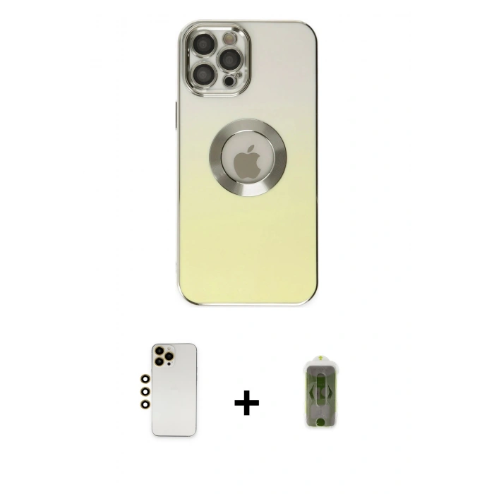 MARSİLYAN™- iPhone 12 Pro Max Kılıf Kutup Yansıma Özel Seri - Siyah Joko Magic 5D Hayalet Cam + Shine Kamera Lens - GD