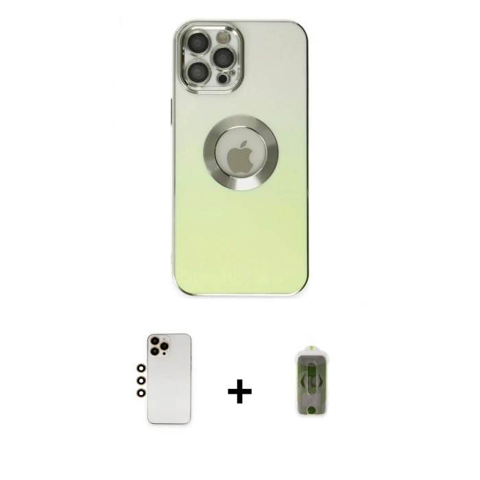 MARSİLYAN™- iPhone 12 Pro Max Kılıf Kutup Yansıma Özel Seri - Siyah Joko Magic 5D Hayalet Cam + Shine Kamera Lens - GD