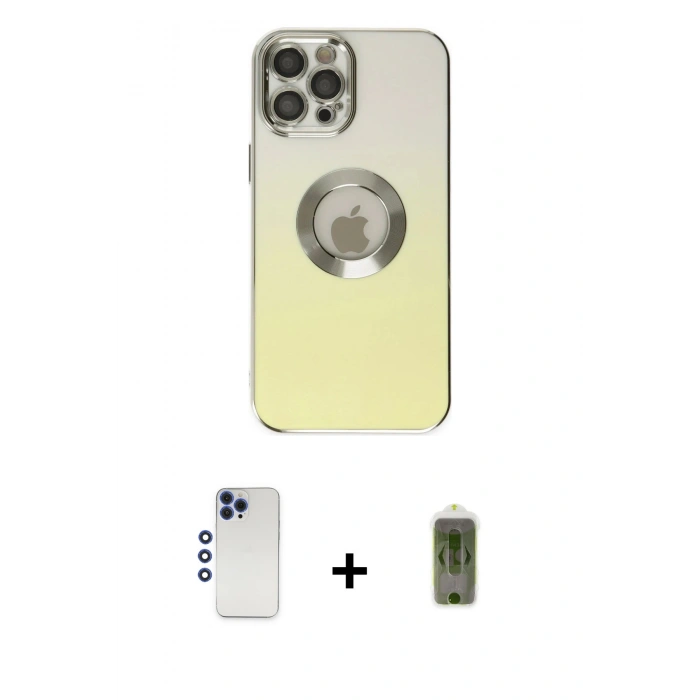 MARSİLYAN™- iPhone 12 Pro Max Kılıf Kutup Yansıma Özel Seri - Siyah Joko Magic 5D Hayalet Cam + Shine Kamera Lens - LT