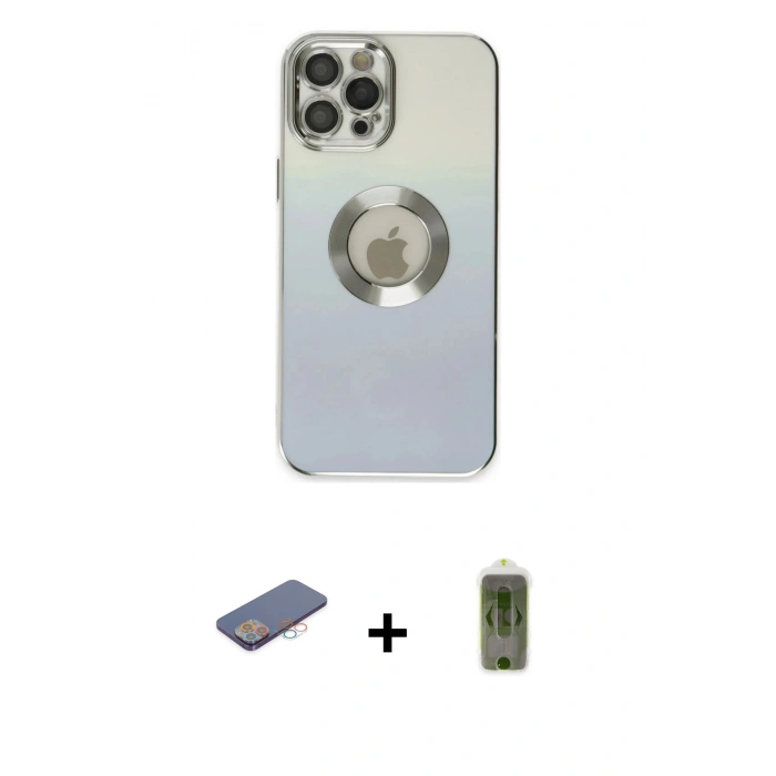 MARSİLYAN™- iPhone 12 Pro Max Kılıf Kutup Yansıma Özel Seri - Siyah Joko Magic 5D Hayalet Cam + Renkli Kamera Lens Koruma Cam - PE