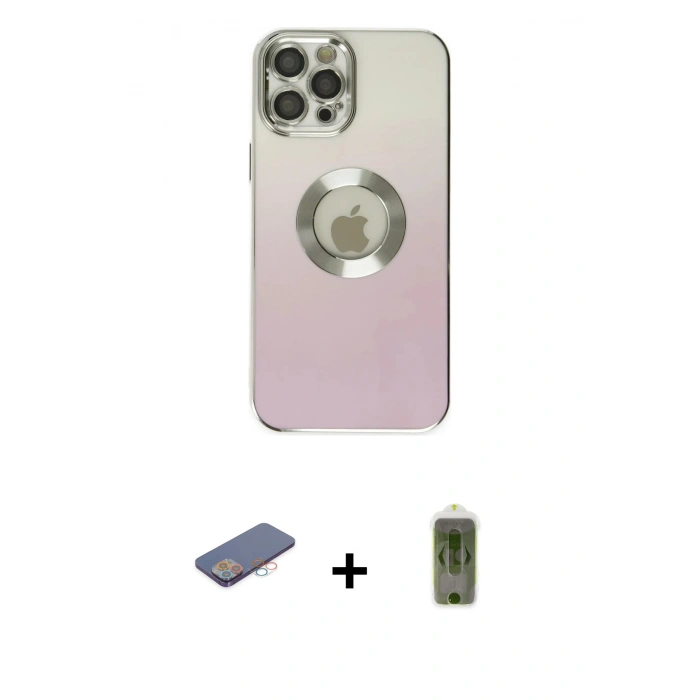 MARSİLYAN™- iPhone 12 Pro Max Kılıf Kutup Yansıma Özel Seri - Siyah Joko Magic 5D Hayalet Cam + Renkli Kamera Lens Koruma Cam - PE