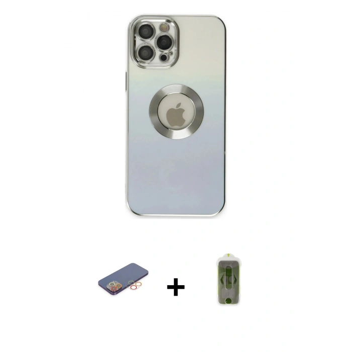 MARSİLYAN™- iPhone 12 Pro Max Kılıf Kutup Yansıma Özel Seri - Siyah Joko Magic 5D Hayalet Cam + Renkli Kamera Lens Koruma Cam - TU